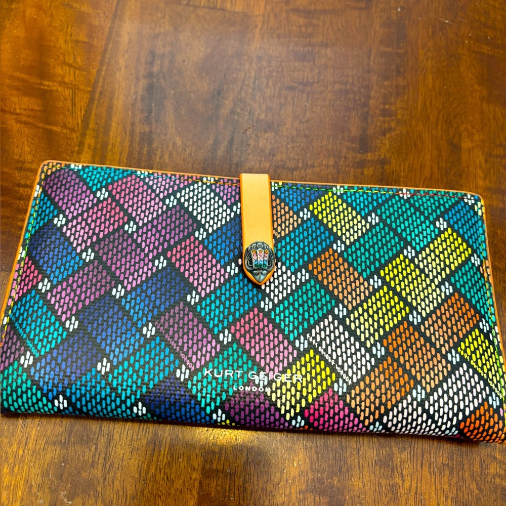 Kurt Geiger Red and Pink Wallet with Textured Pattern